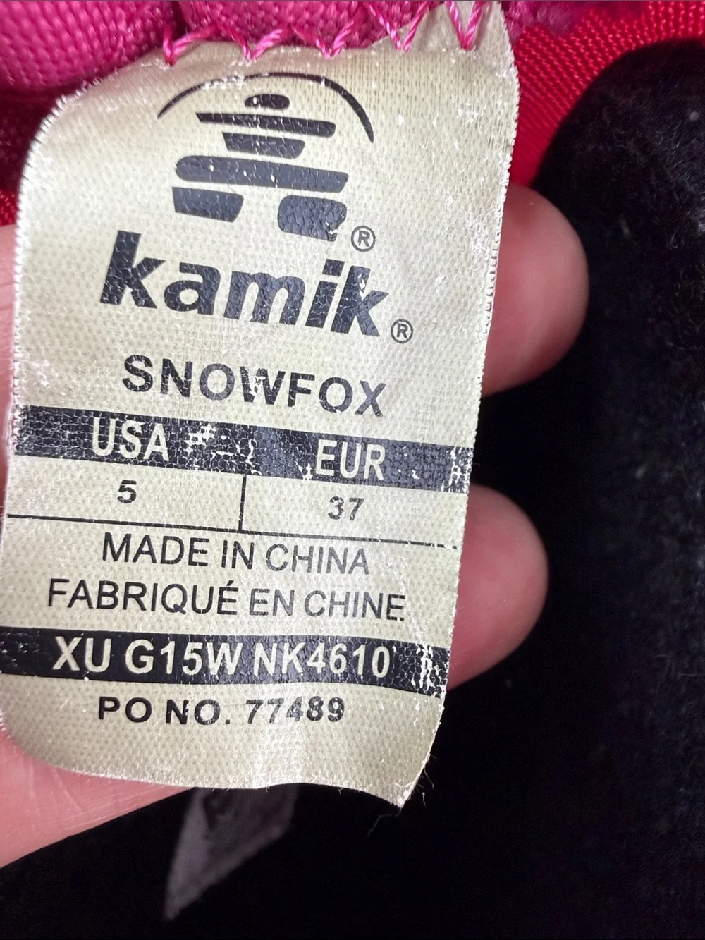 Kamik Snowfox Girls’ Petite Women’s Pink and Black Size 5 Insulated Snow Boots